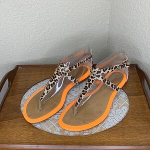 Sperry Summerlin leather and fur Leopard/Orange